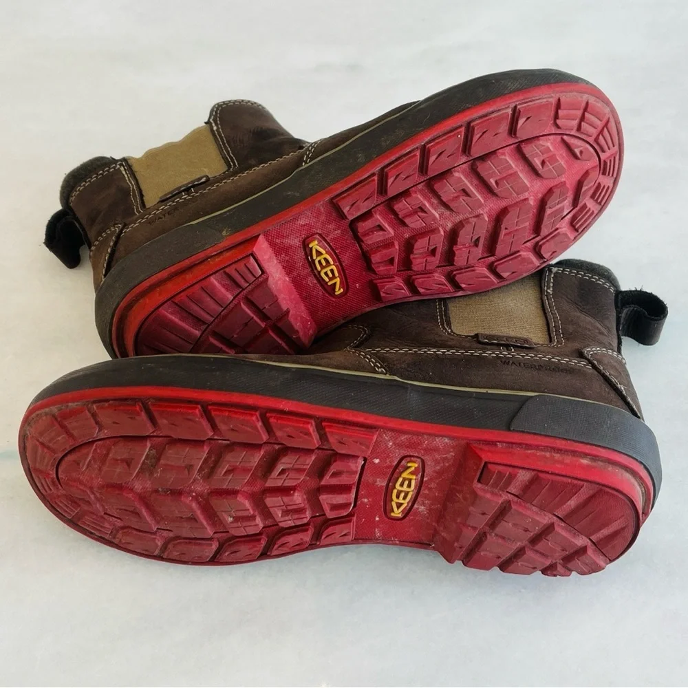 Keen Elsa II Chelsea Waterproof Boots Brown Slip-on Leather Insulated Women's 6